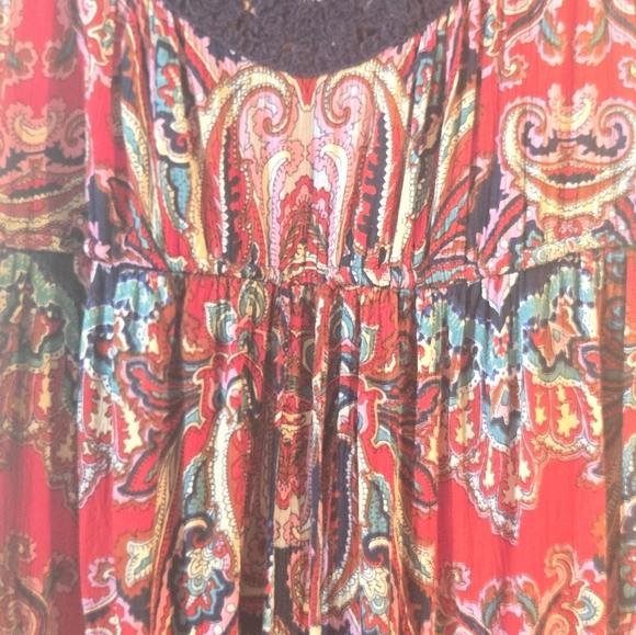 Bila Elegant Paisley Maxi Dress  Size Large Red Blue Pink White - Picture 4 of 7